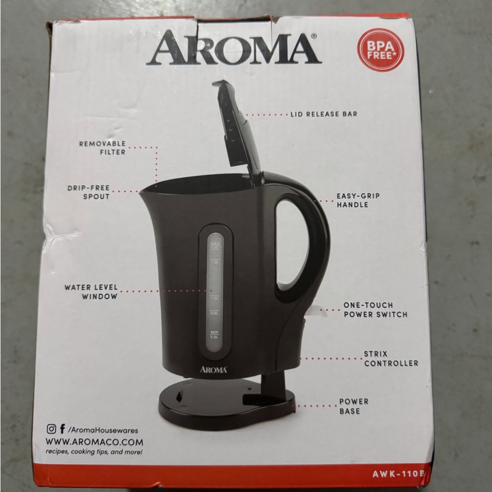 Aroma Home Black Electric Kettle